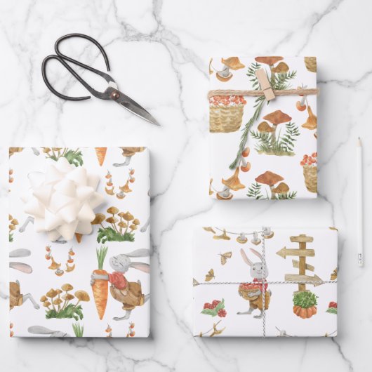 Wrapping Paper Sheets - Autumn Fall Pumpkin Rabbit (Voorkant)