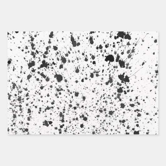 Wrapping Paper Sheets - Black and White Splatters (Voorkant 3)