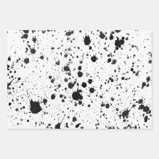 Wrapping Paper Sheets - Black and White Splatters (Voorkant 2)