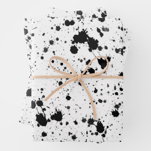 Wrapping Paper Sheets - Black and White Splatters (In situ)