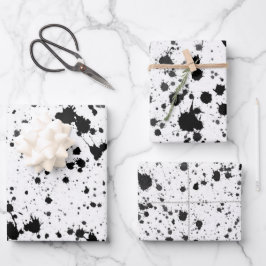 Wrapping Paper Sheets - Black and White Splatters
