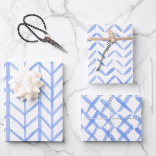 Wrapping Paper Sheets - Blue Patterns (Voorkant)