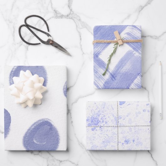 Wrapping Paper Sheets - Blue Patterns (Voorkant)