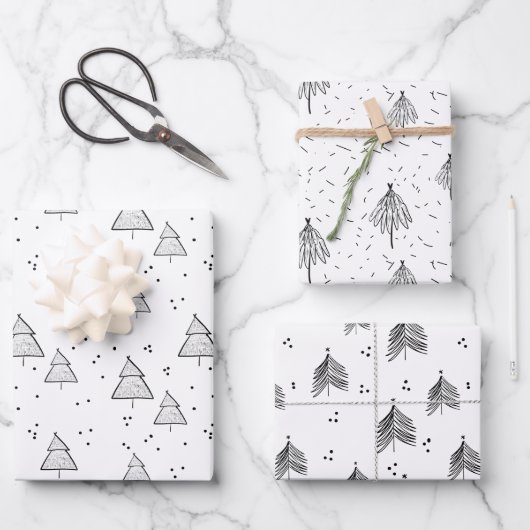 Wrapping Paper Sheets - Christmas Tree Patterns (Voorkant)