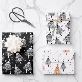 Wrapping Paper Sheets - Christmas Trees Patterns