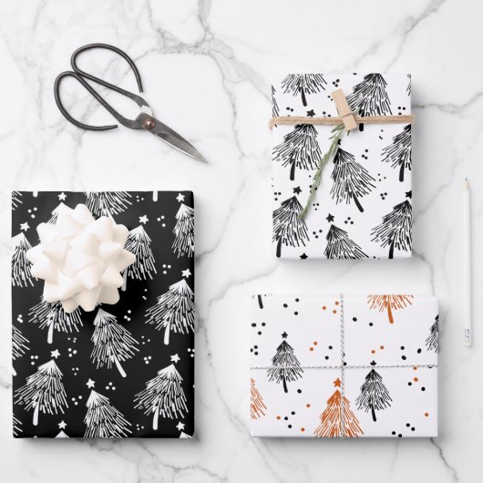Wrapping Paper Sheets - Christmas Trees Patterns (Voorkant)