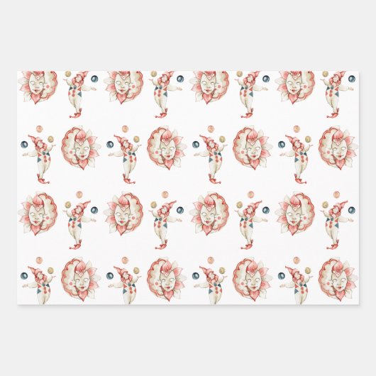 Wrapping Paper Sheets - Circus Fair Carnival Clown (Voorkant)