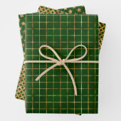Wrapping Paper Sheets - Green And Gold Pattern (In situ)