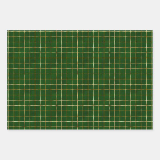 Wrapping Paper Sheets - Green And Gold Pattern (Voorkant)