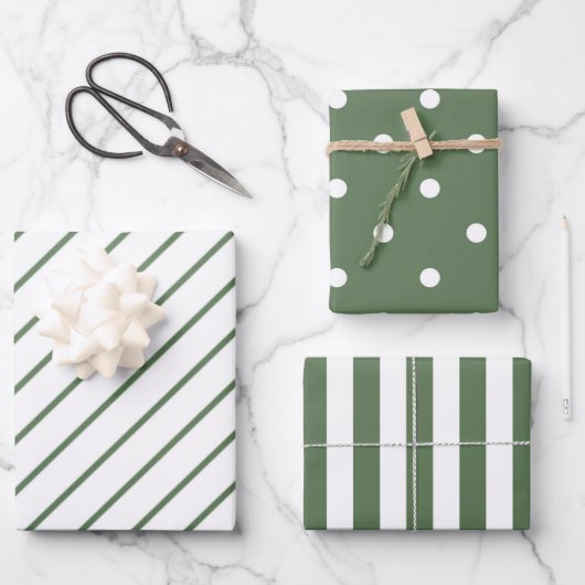 Wrapping Paper Sheets - Green & White Christmas (Voorkant)
