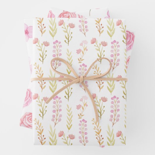 Wrapping Paper Sheets - Pink Flower Patterns (In situ)