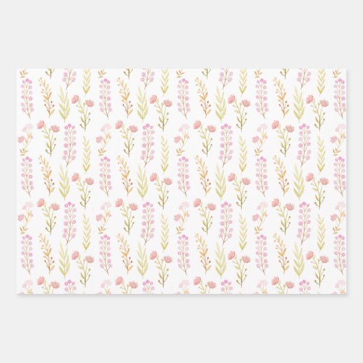 Wrapping Paper Sheets - Pink Flower Patterns (Voorkant)