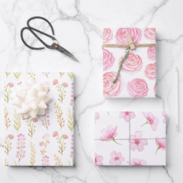Wrapping Paper Sheets - Pink Flower Patterns