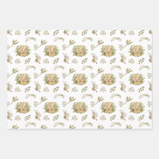 Wrapping Paper Sheets - Rabbits & Hearts (Voorkant 3)