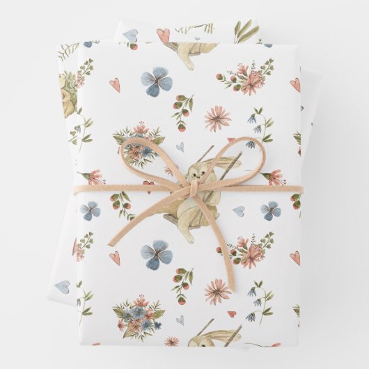 Wrapping Paper Sheets - Rabbits & Hearts (In situ)