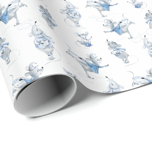 Wrapping Paper - Snow Mice Pattern Cadeaupapier (Rol Hoek)