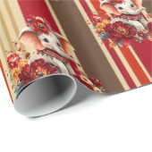 Wrapping Paper Stripe Elephant Terracotta  Cadeaupapier (Rol Hoek)