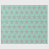 Wrapping Paper - Teal Background Grey Star Cadeaupapier (Vlak)