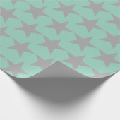 Wrapping Paper - Teal Background Grey Star Cadeaupapier (Hoek)