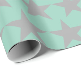 Wrapping Paper - Teal Background Grey Star Cadeaupapier