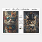 Wrapping Paper Vintage Floral Steampunk Cat A3  (Voorkant 3)