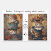 Wrapping Paper Vintage Floral Steampunk Cat A3  (Voorkant 2)