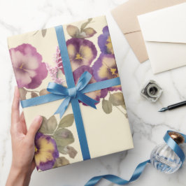 Wrapping Paper | Vintage Pansy Floral Garden Cadeaupapier