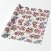 Wrapping Paper | Vintage Pansy Floral Garden Cadeaupapier (Uitgerold)