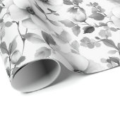 Wrapping Paper - Vintage Silver Flower Pattern Cadeaupapier (Rol Hoek)