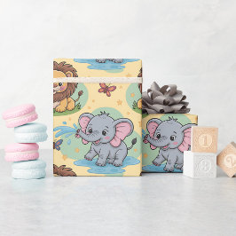 Wrapping paper with cartoon animals cadeaupapier