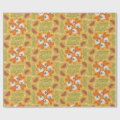 wrapping paper with  orange,yellow floral pattern cadeaupapier (Vlak)