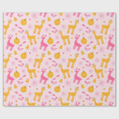 wrapping paper with pink Christmas reindeer. Cadeaupapier (Vlak)