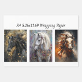 Wrapping Papers Decoupage 9 A4 Horses Inpakpapier Vel (Voorkant 3)