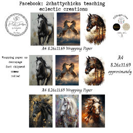 Wrapping Papers Decoupage 9 A4 Horses Inpakpapier Vel