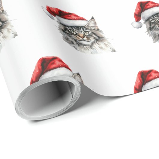 Wrapping Papers - Feestelijke Maine Coon met Kerst Cadeaupapier (Rol Hoek)