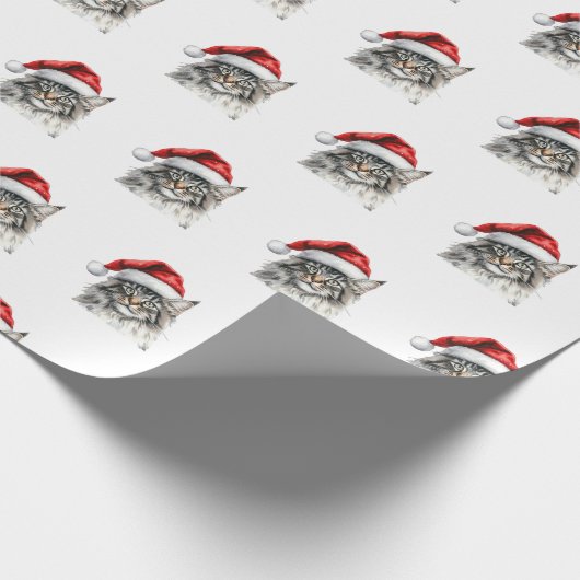 Wrapping Papers - Feestelijke Maine Coon met Kerst Cadeaupapier (Hoek)
