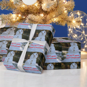 Wrapping papier sneeuwman niet openen tot Kerstmis
