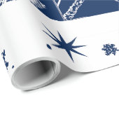 Wrapping van kerstcadeaubonblauw op wit papier (Rol Hoek)
