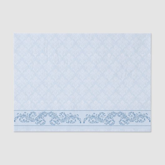Wrapping weefsel - Icy Blue Damask Tissuepapier (Voorkant)