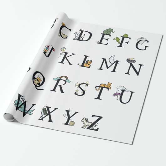 WRAPPINGSPAPIER: ALPHABET CHART CADEAUPAPIER (Uitgerold)