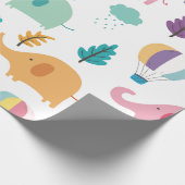 WRAPPINGSPAPIER: ELEPHANTS EN HOT AIR BALLOONS CADEAUPAPIER (Hoek)