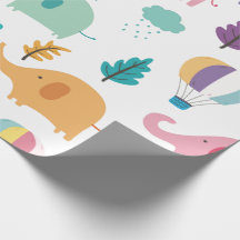 WRAPPINGSPAPIER: ELEPHANTS EN HOT AIR BALLOONS