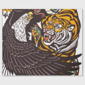 WRAPPINGSPAPIER JAPANESE TIGER EN DRAGON ART CADEAUPAPIER (Vlak)