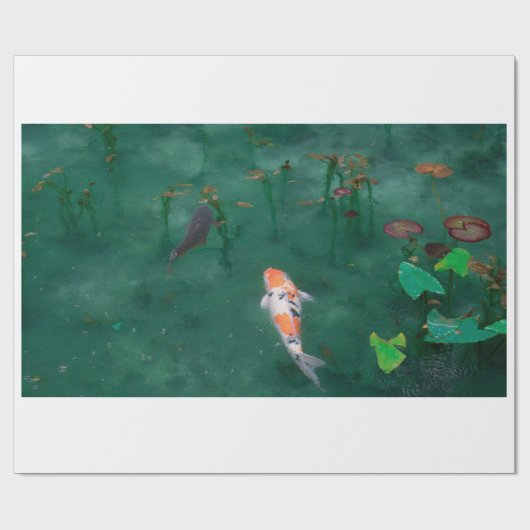 WRAPPINGSPAPIER : JAPANESE WOODBLOCK : KOI CADEAUPAPIER (Vlak)