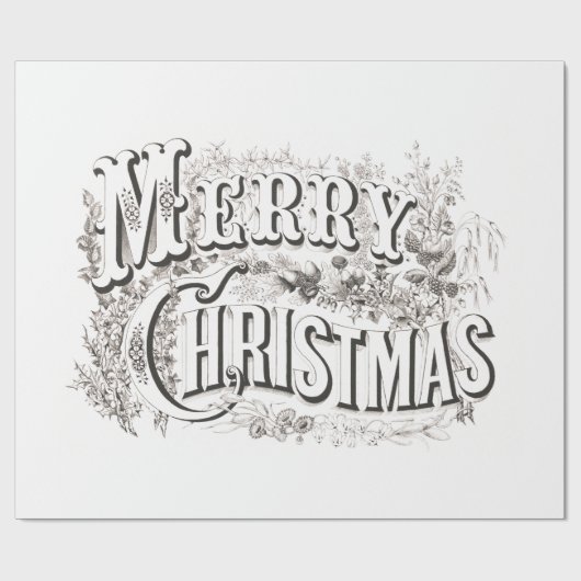 WRAPPINGSPAPIER : MERRY CHRISTMAS ILLUSTRATION CADEAUPAPIER (Vlak)