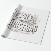 WRAPPINGSPAPIER : MERRY CHRISTMAS ILLUSTRATION CADEAUPAPIER (Uitgerold)
