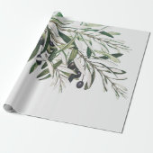 WRAPPINGSPAPIER : MERRY CHRISTMAS OLIVE BRANCH CADEAUPAPIER (Uitgerold)