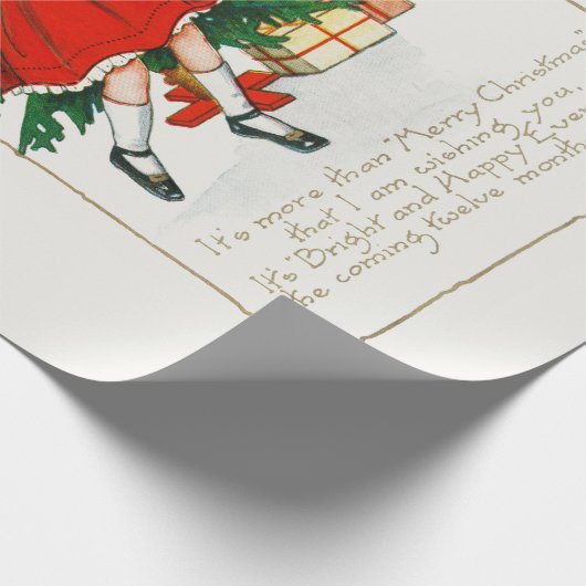 WRAPPINGSPAPIER : VINTAGE CHRISTMAS-ILLUSTRATIE CADEAUPAPIER (Hoek)