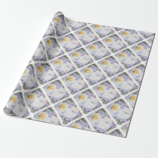 WRAPPINGSPAPIER VOOR WITTE PANSY-PARTIJ CADEAUPAPIER (Uitgerold)