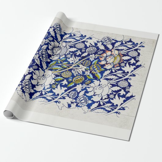WRAPPINGSPAPIER : WILLIAM MORRIS : WATERVERF CADEAUPAPIER (Uitgerold)